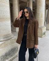 Jackets : Blazer Femme Marron Veste Suédine in van Seroa