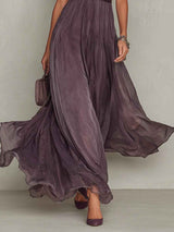 : Robe longue violette pour femmes avec dentelle et taille plissée pour les fêtes in van Seroa